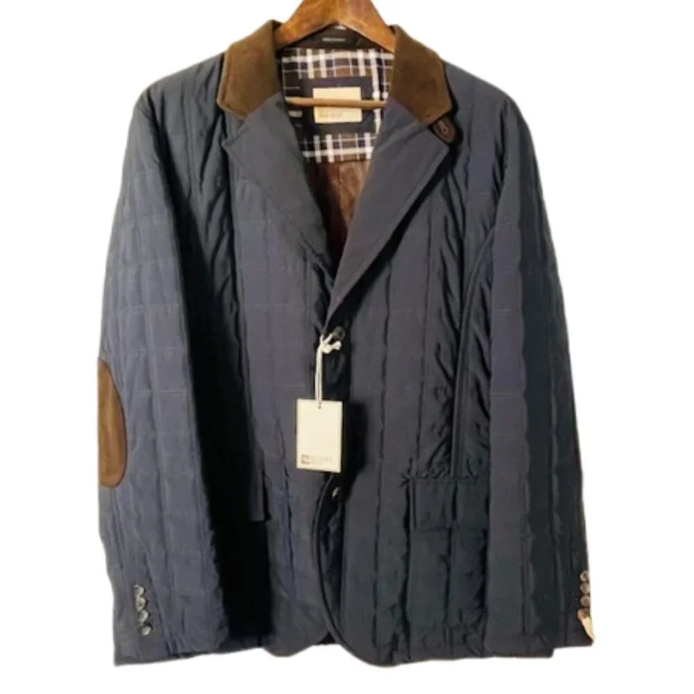 Riviera Red Quilted Jacket Water Repellent Elbow Patches Sueded Collar NWT 46R